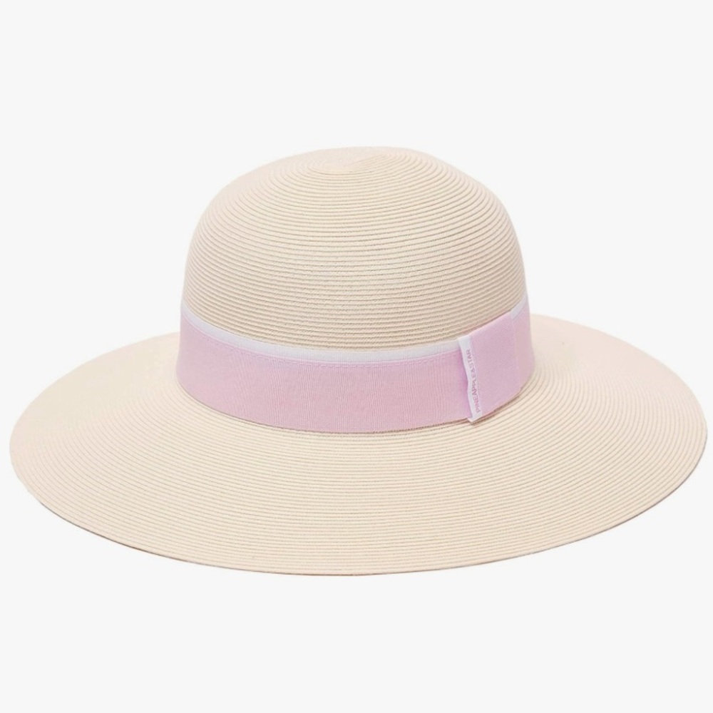💖 NWT Paris Sun Beach (3.5”) Wide Brim Straw Hat Fine Braid / LARGE / UPF 50